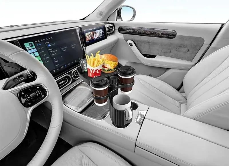 Car Cup Holder Expander Tray with Detachable Car Cup Holder Tray, Car Food Trays for Eating &Cup Holder Tray Table for Car