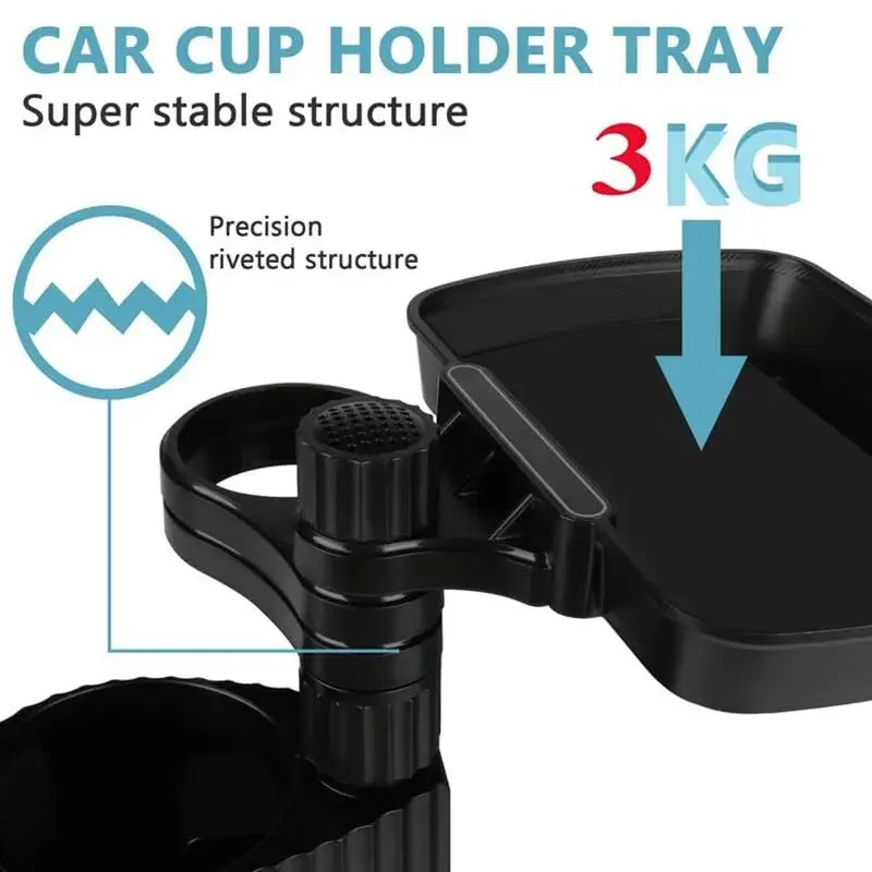 Car Cup Holder Expander Tray with Detachable Car Cup Holder Tray, Car Food Trays for Eating &Cup Holder Tray Table for Car