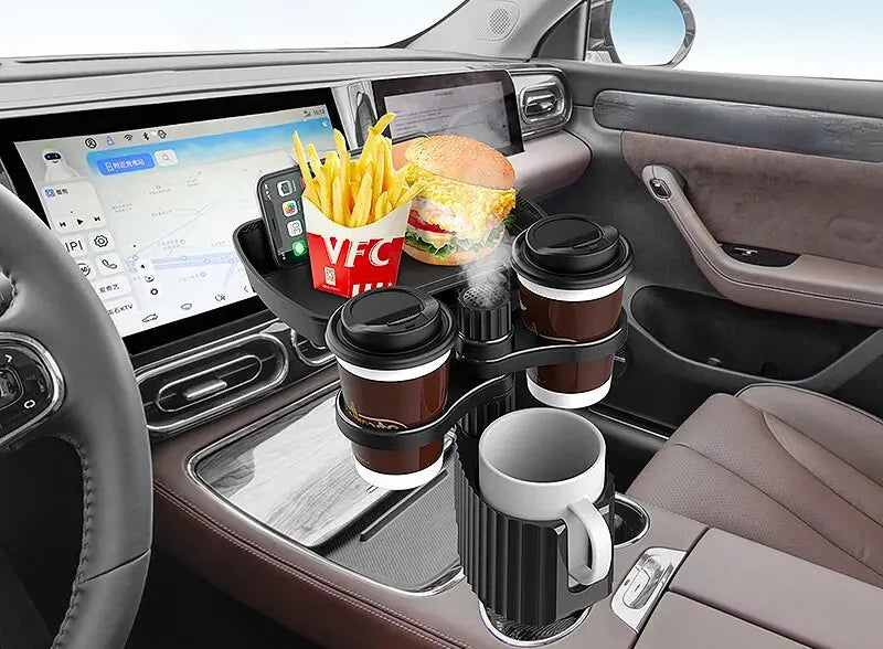 Car Cup Holder Expander Tray with Detachable Car Cup Holder Tray, Car Food Trays for Eating &Cup Holder Tray Table for Car